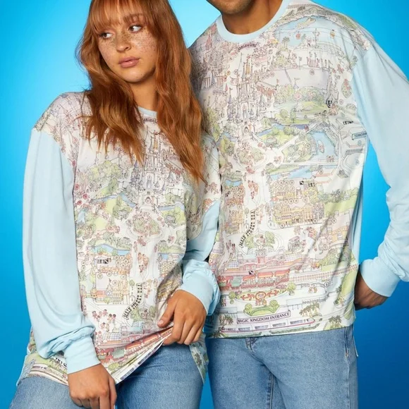 Walt Disney 50th Anniversary maps shirt. Long sleeve.  Size Medium. - Picture 15 of 16